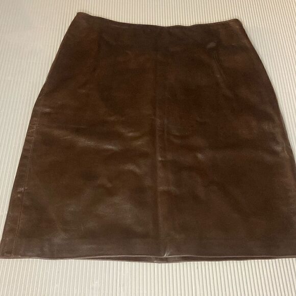 Finity Brown Leather High waist Skirt size 8 - Picture 1 of 8